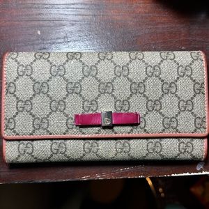 GUCCI BOW LONG WALLET MONOGRAM CANVAS